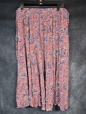 torrid Coral Pink Floral Maxi Skirt with Blue & Cream Accents